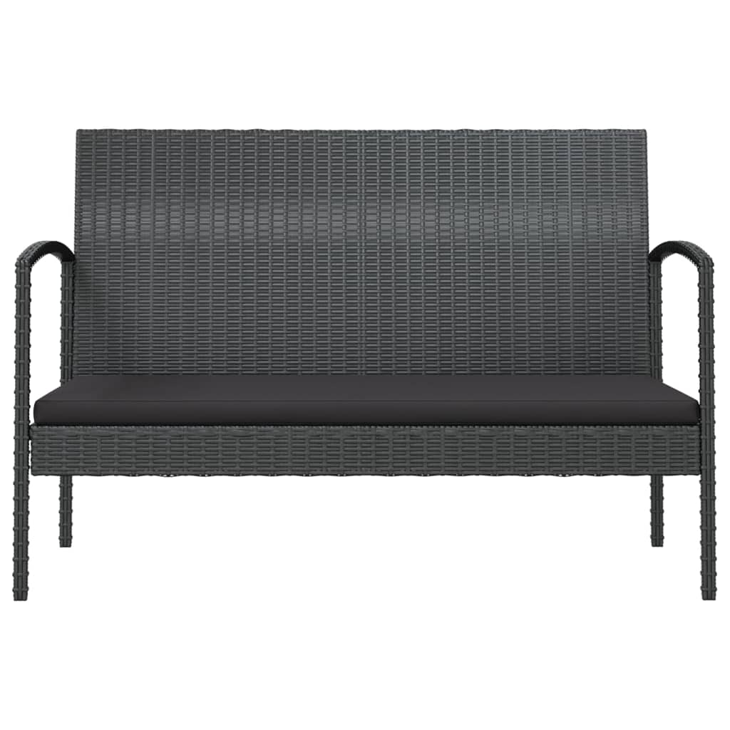 Loungeset Met Kussens Poly Rattan 8 Zwart