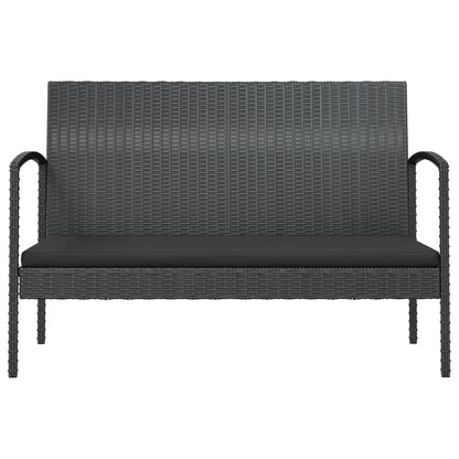 Loungeset Met Kussens Poly Rattan 8 Zwart