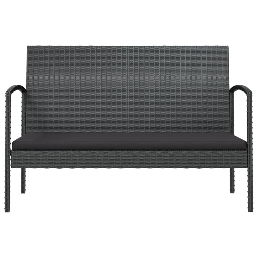 Loungeset Met Kussens Poly Rattan 8 Zwart