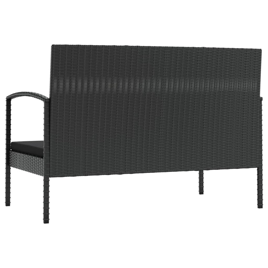 Loungeset Met Kussens Poly Rattan 8 Zwart