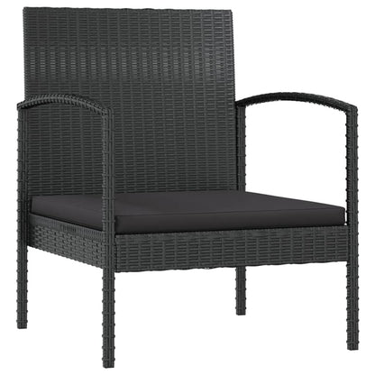 Loungeset Met Kussens Poly Rattan 8 Zwart