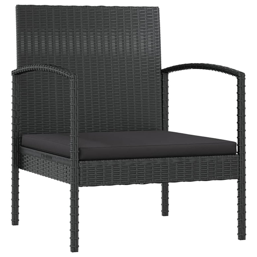 Loungeset Met Kussens Poly Rattan 8 Zwart