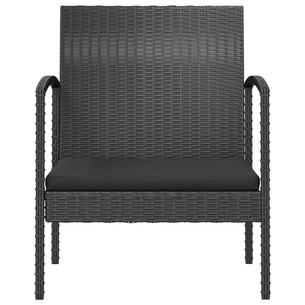 Loungeset Met Kussens Poly Rattan 8 Zwart