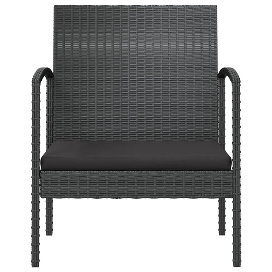 Loungeset Met Kussens Poly Rattan 8 Zwart