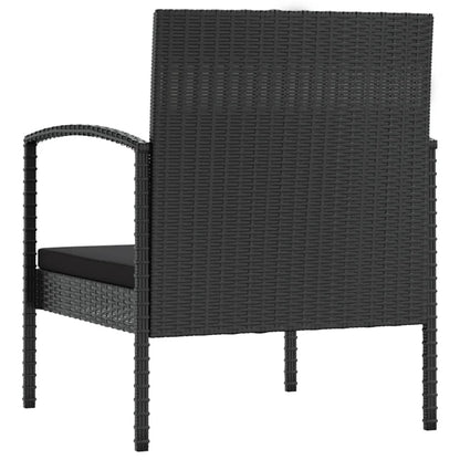 Loungeset Met Kussens Poly Rattan 8 Zwart