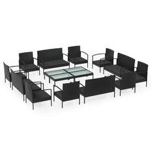 Loungeset Met Kussens Poly Rattan 16 Zwart