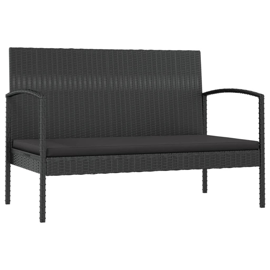 Loungeset Met Kussens Poly Rattan 16 Zwart