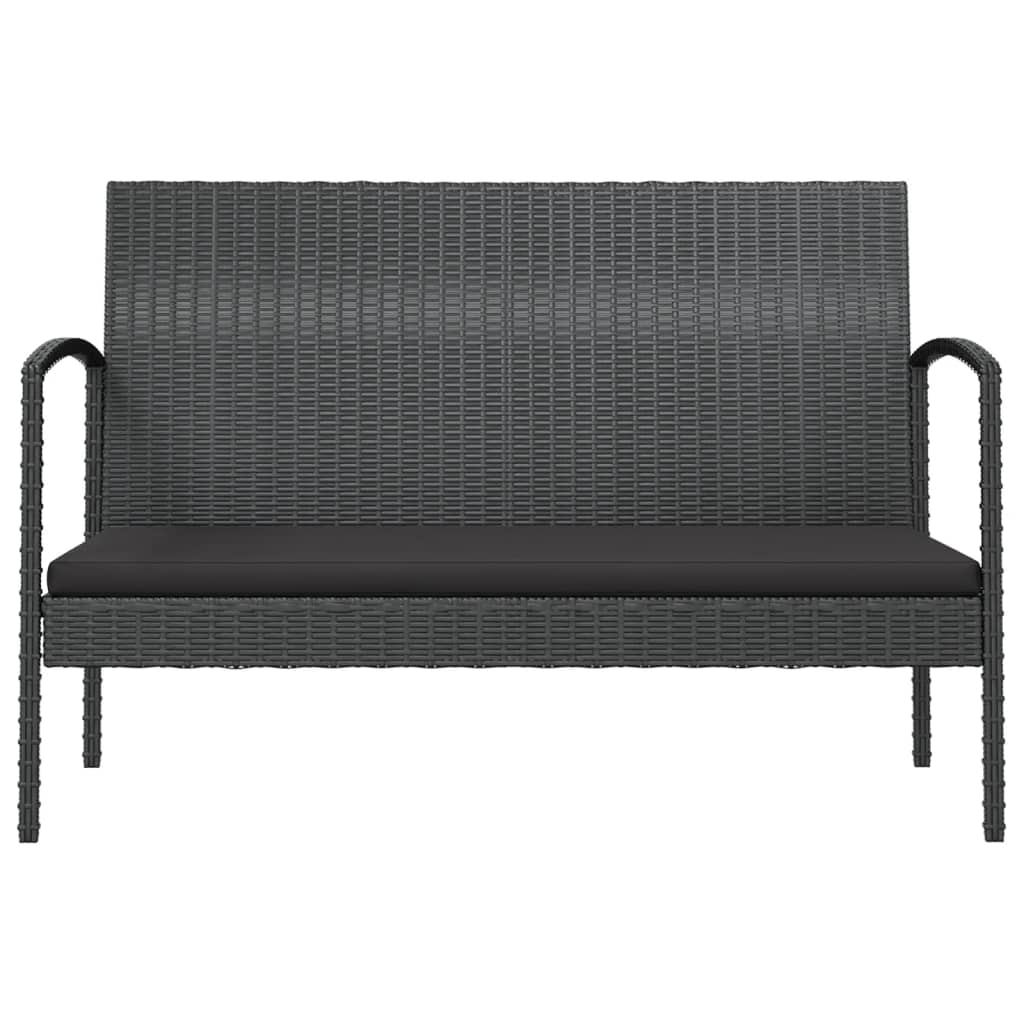 Loungeset Met Kussens Poly Rattan 16 Zwart