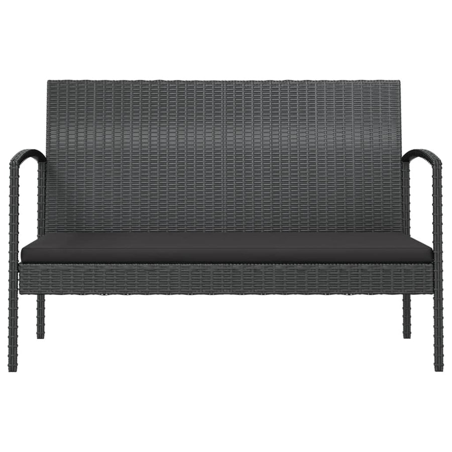 Loungeset Met Kussens Poly Rattan 16 Zwart