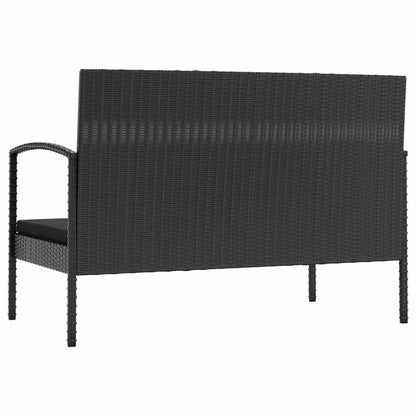 Loungeset Met Kussens Poly Rattan 16 Zwart