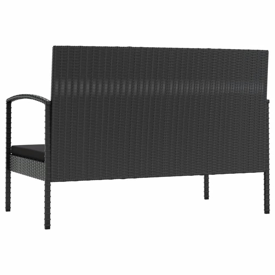 Loungeset Met Kussens Poly Rattan 16 Zwart