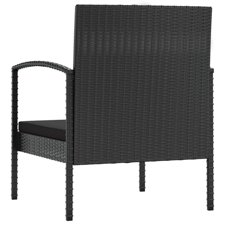 Loungeset Met Kussens Poly Rattan 16 Zwart
