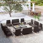 16-piece Loungeset with Cushions Poly Rattan Black
