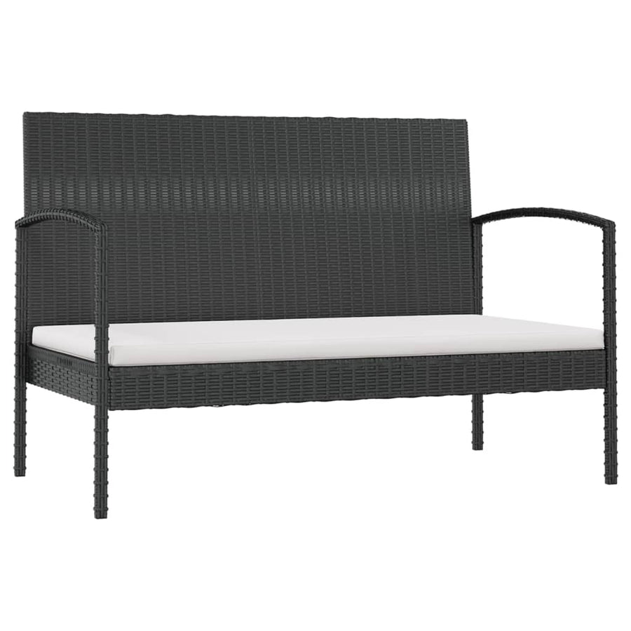 Loungeset Met Kussens Poly Rattan 8 Zwart en wit