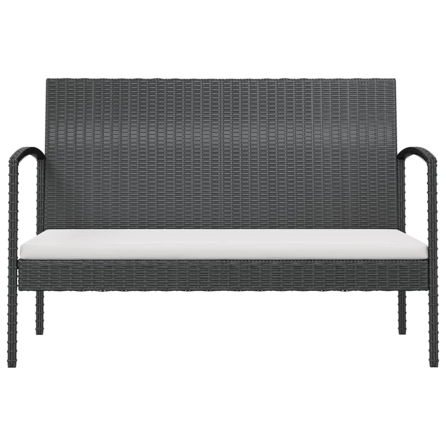 Loungeset Met Kussens Poly Rattan 8 Zwart en wit
