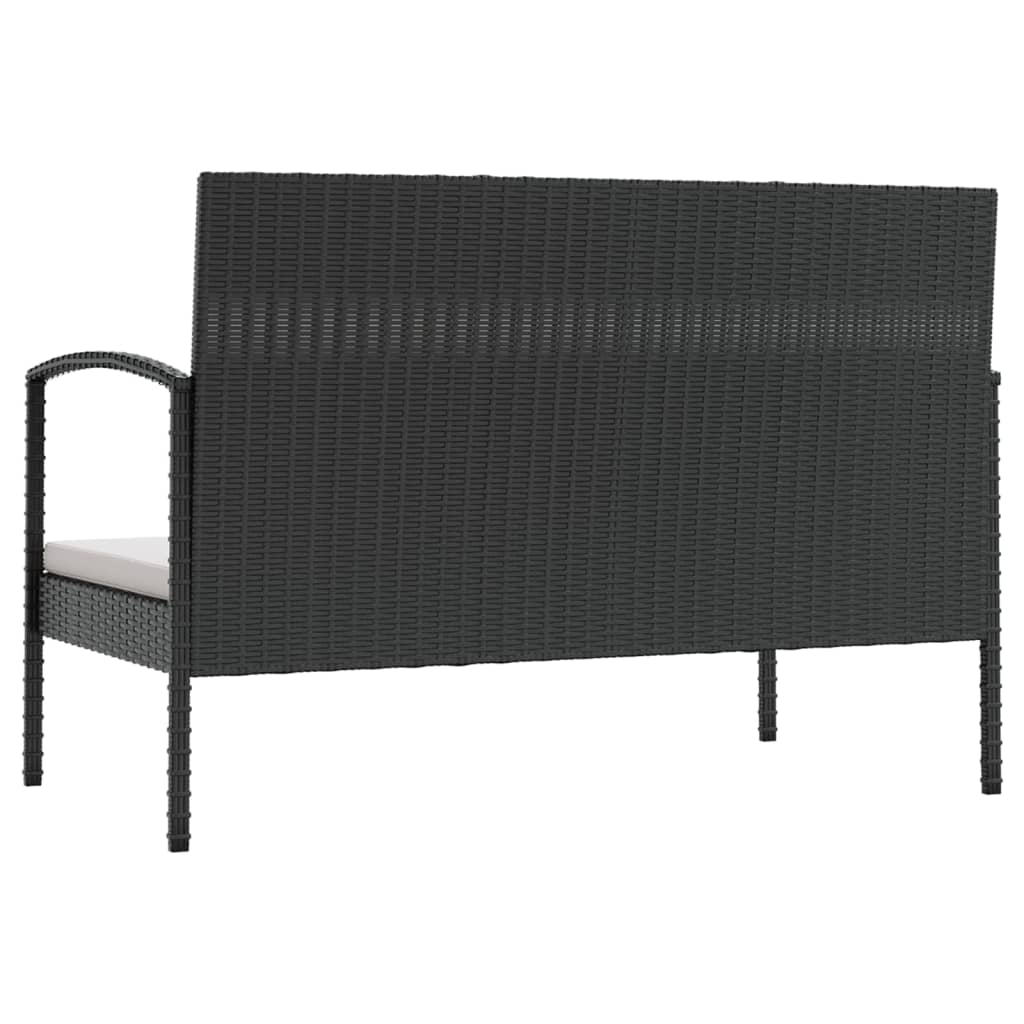 Loungeset Met Kussens Poly Rattan 8 Zwart en wit