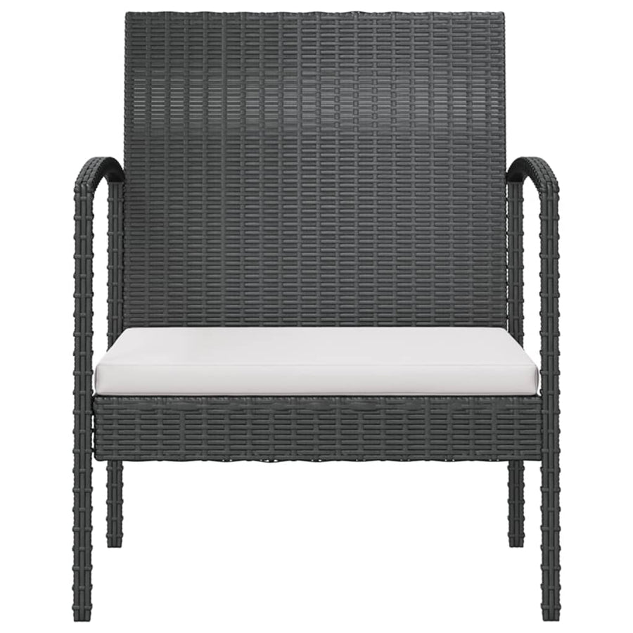 Loungeset Met Kussens Poly Rattan 8 Zwart en wit