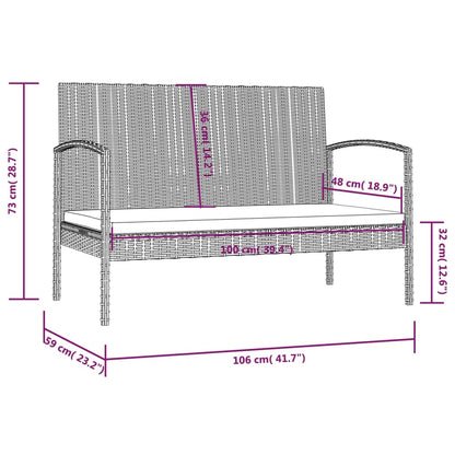 Loungeset Met Kussens Poly Rattan 8 Zwart en wit