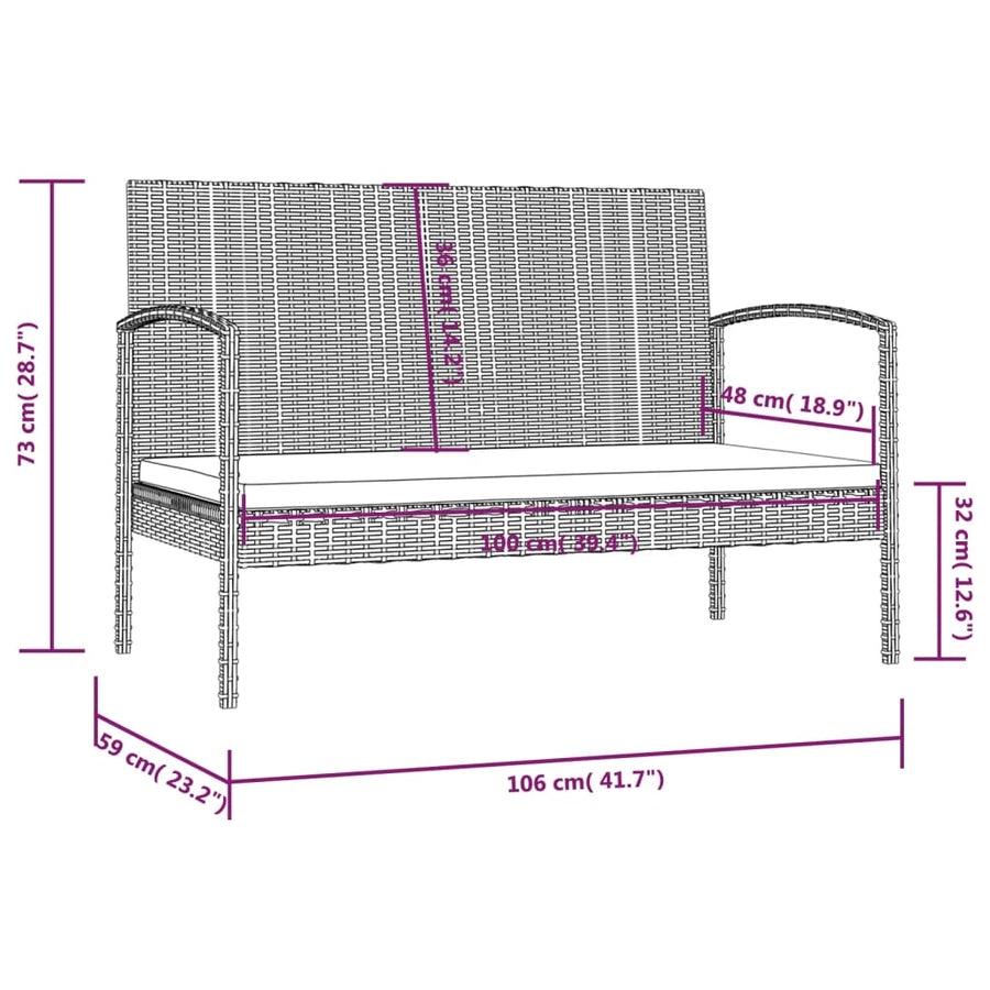 Loungeset Met Kussens Poly Rattan 8 Zwart en wit