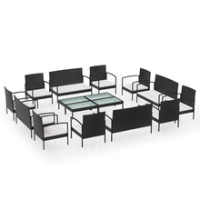 Loungeset Met Kussens Poly Rattan 16 Zwart en wit