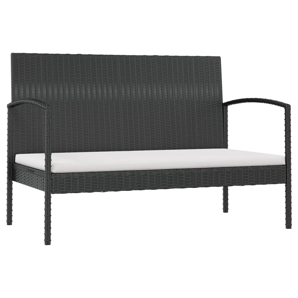 Loungeset Met Kussens Poly Rattan 16 Zwart en wit