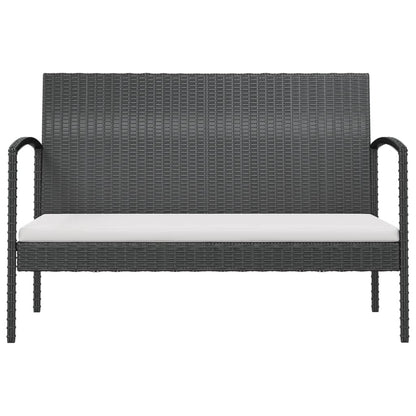 Loungeset Met Kussens Poly Rattan 16 Zwart en wit