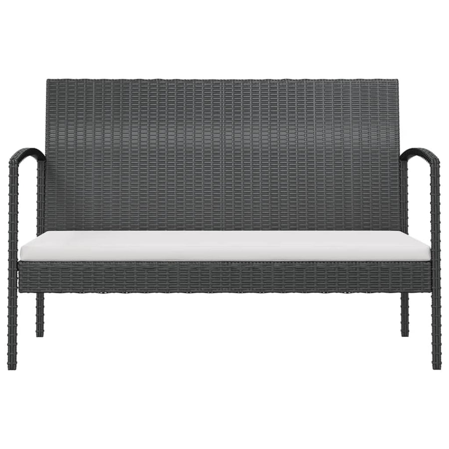 Loungeset Met Kussens Poly Rattan 16 Zwart en wit