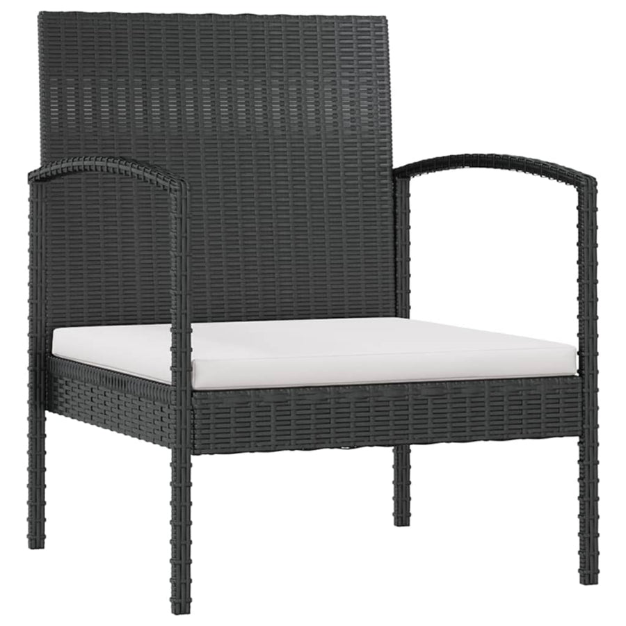 Loungeset Met Kussens Poly Rattan 16 Zwart en wit