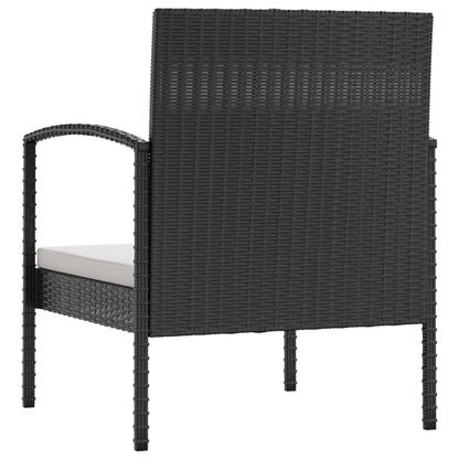 Loungeset Met Kussens Poly Rattan 16 Zwart en wit