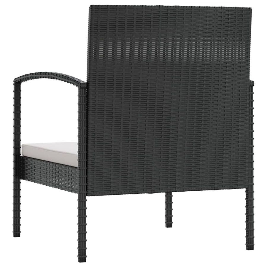 Loungeset Met Kussens Poly Rattan 16 Zwart en wit