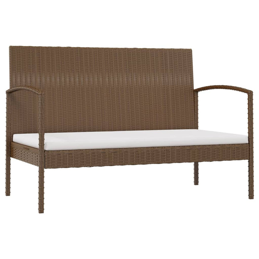 8-delige Loungeset met kussens poly rattan bruin