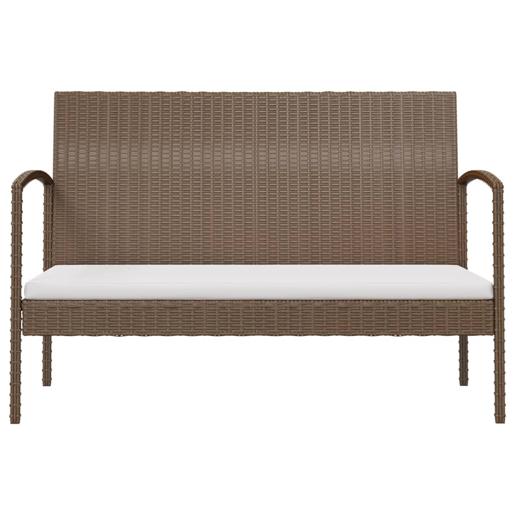 8-delige Loungeset met kussens poly rattan bruin