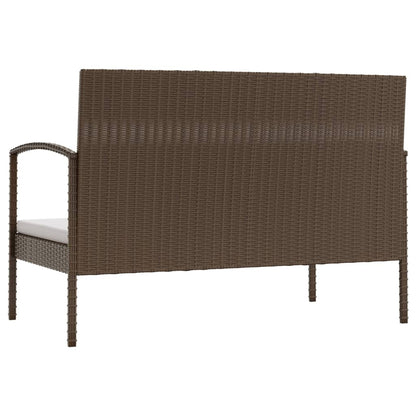 8-delige Loungeset met kussens poly rattan bruin