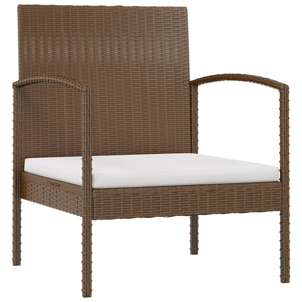 16-delige Loungeset met kussens poly rattan bruin