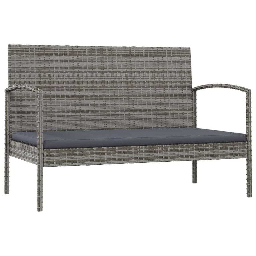 -Delige Loungeset Met Kussens Poly Rattan 8 Grijs