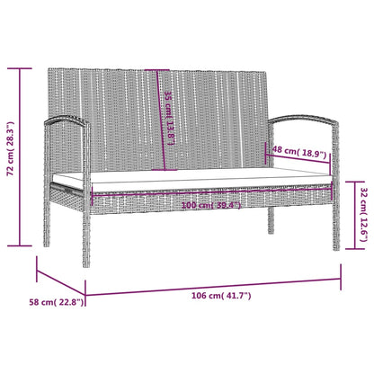 -Delige Loungeset Met Kussens Poly Rattan 16 Grijs