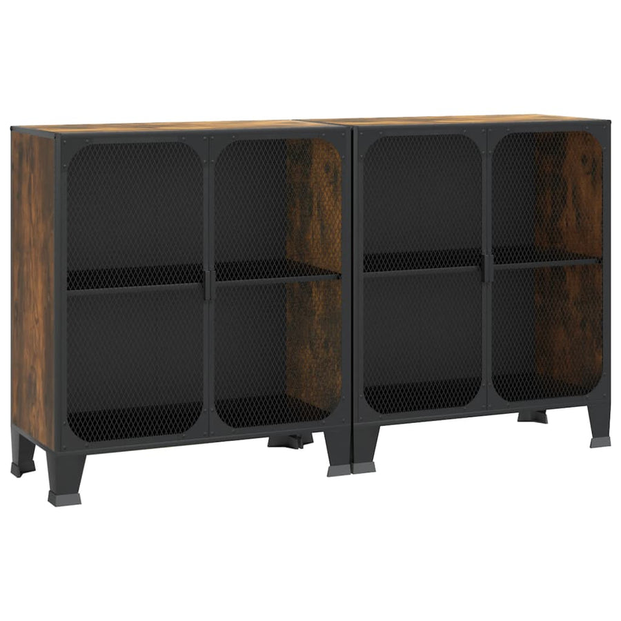 Opbergkasten 72X36X82 Cm Metaal En Mdf Rustiek Bruin 1
