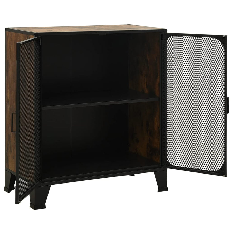 Opbergkasten 72X36X82 Cm Metaal En Mdf Rustiek Bruin 1