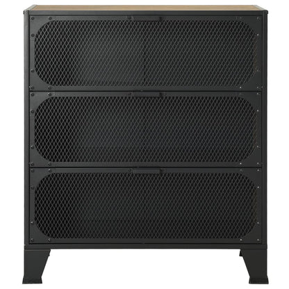Opbergkasten 2 st 72x36x82 cm metaal en MDF rustiek bruin