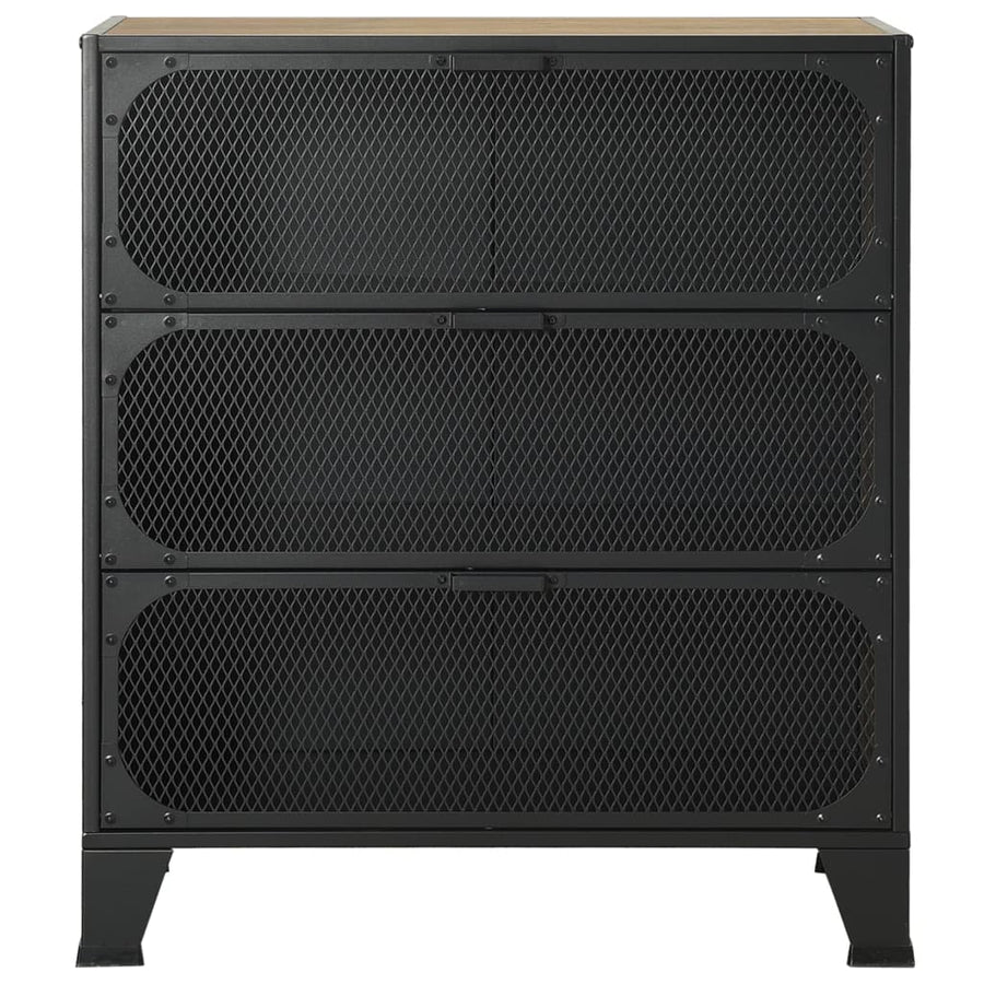 Opbergkasten 2 st 72x36x82 cm metaal en MDF rustiek bruin