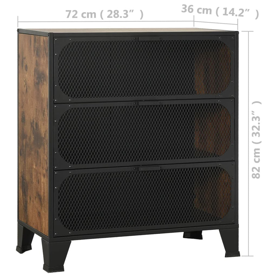 Opbergkasten 2 st 72x36x82 cm metaal en MDF rustiek bruin