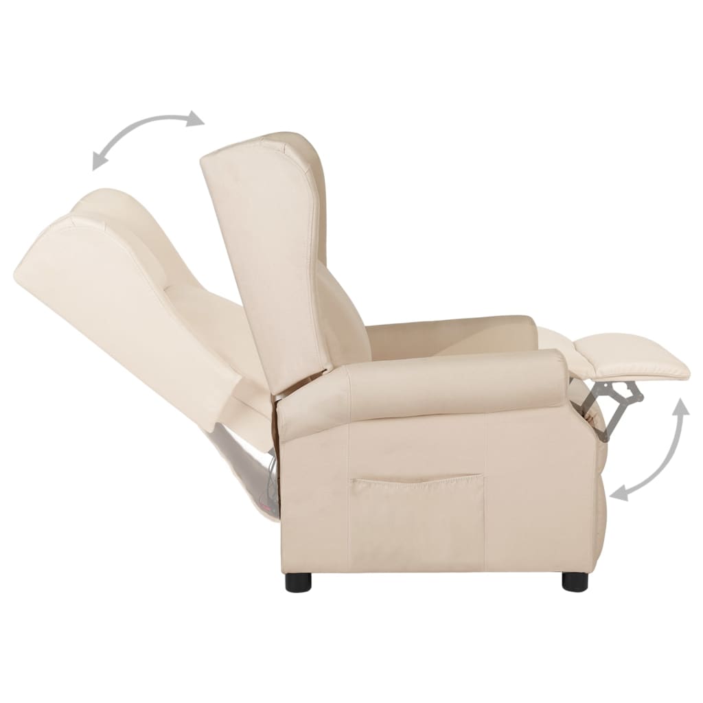 Fauteuil verstelbaar stof crèmekleurig