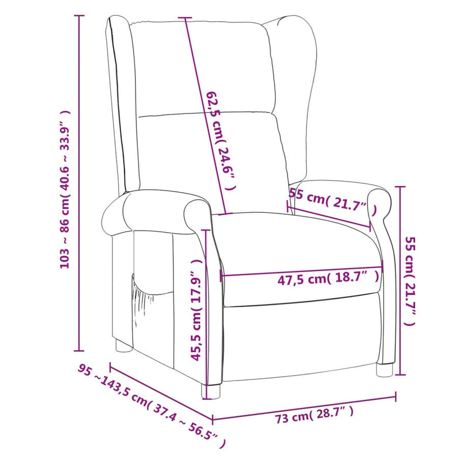 Fauteuil verstelbaar stof crèmekleurig