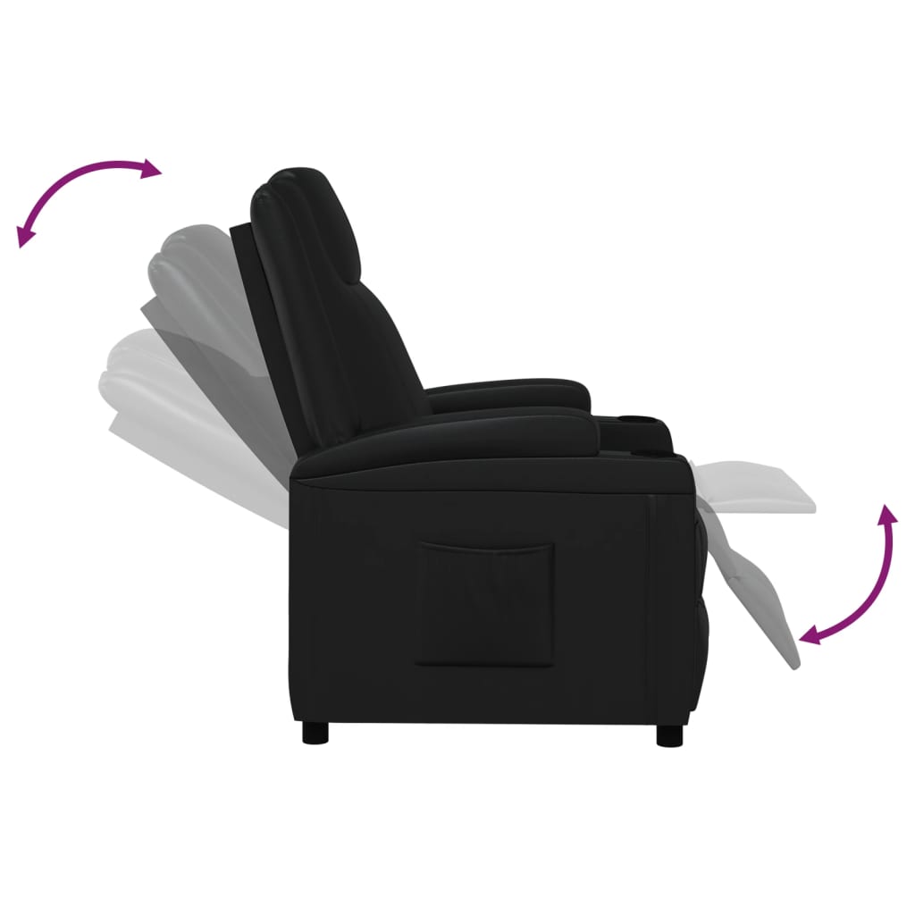 Fauteuil verstelbaar kunstleer zwart