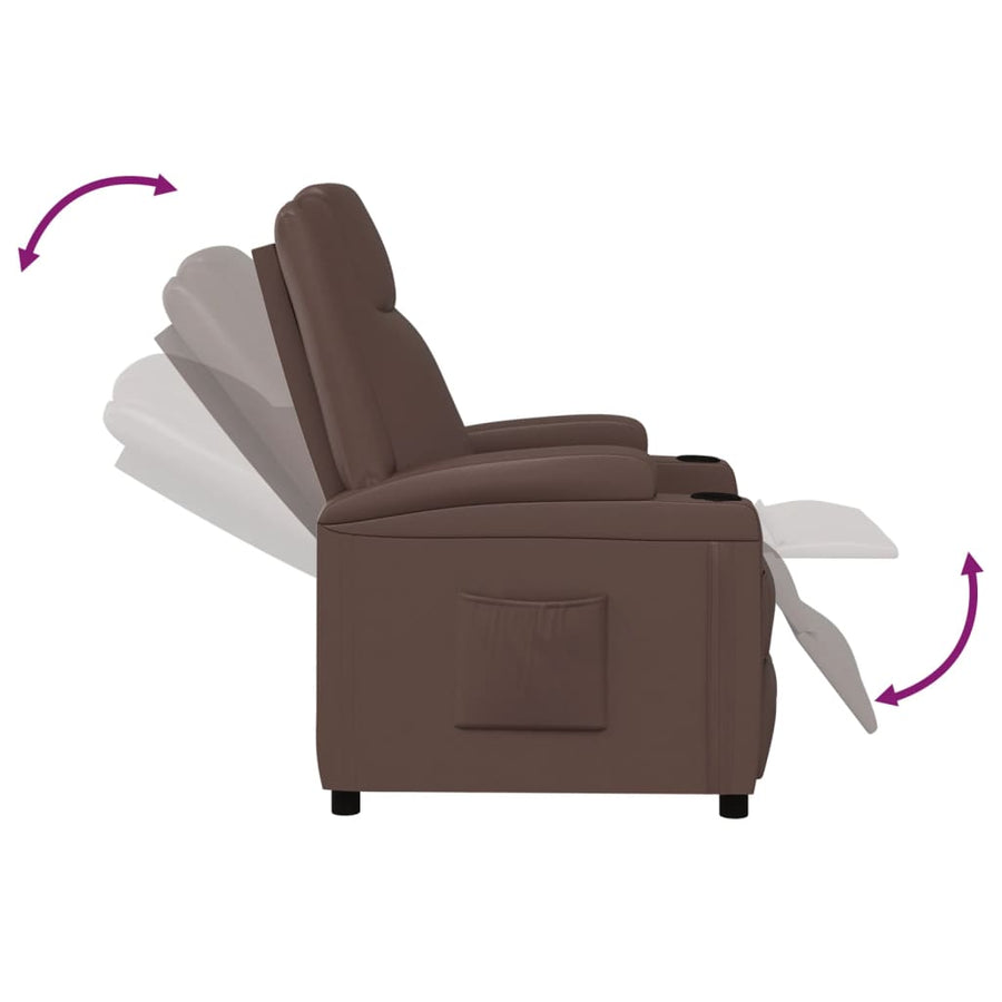 Fauteuil verstelbaar kunstleer bruin