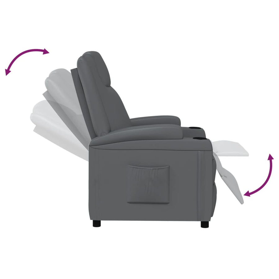 Fauteuil verstelbaar kunstleer antracietkleurig