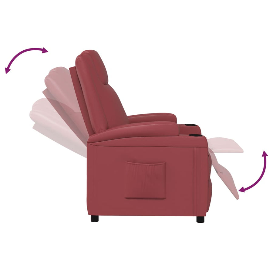 Fauteuil verstelbaar kunstleer wijnrood