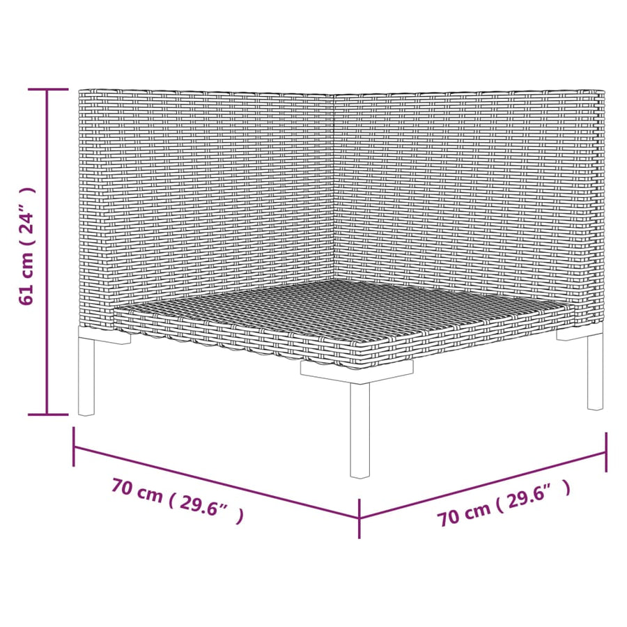 Tuinbank Met Kussens Halfrond Poly Rattan Hoekbank
