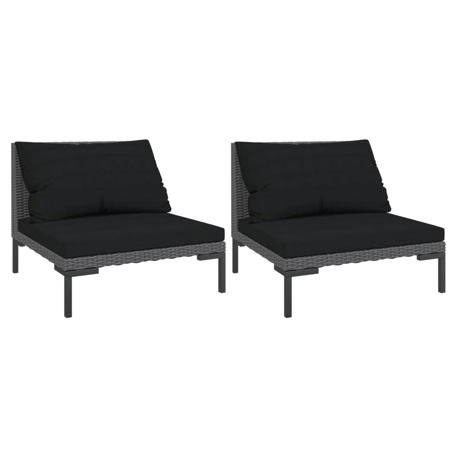 Tuinbanken 2 St Met Kussens Halfrond Poly Rattan Middenbank (2 st)