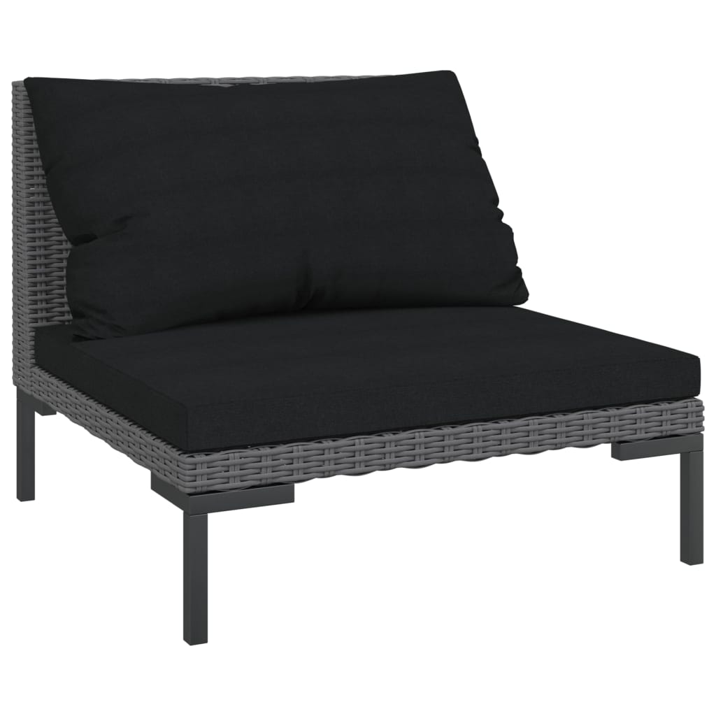 Tuinbanken 2 St Met Kussens Halfrond Poly Rattan Middenbank (2 st)